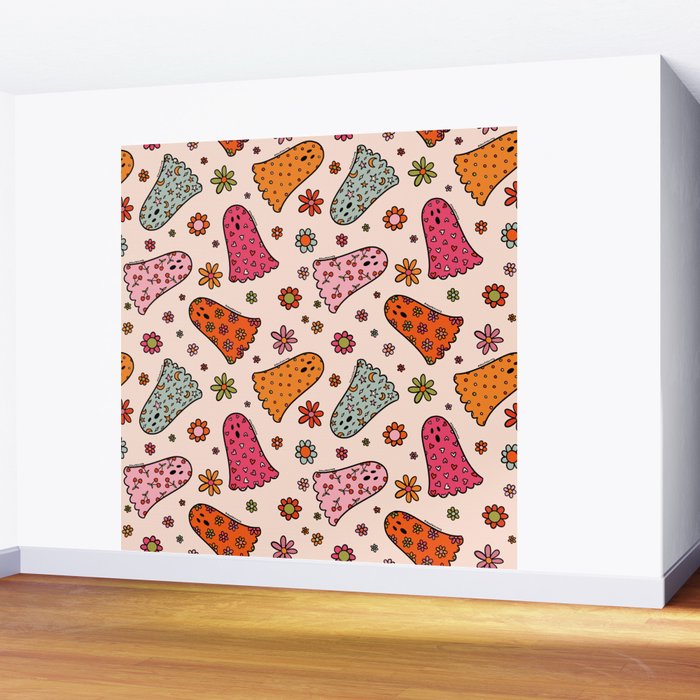 Cute Ghost Print Wall Mural Gallery Image 2