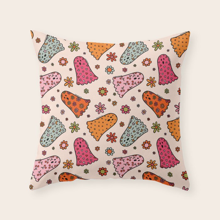 Cute Ghost Print Throw Pillow Gallery Image 6