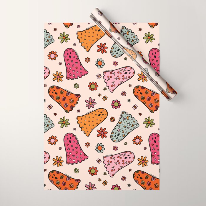 Cute Ghost Print Wrapping Paper Gallery Image 1