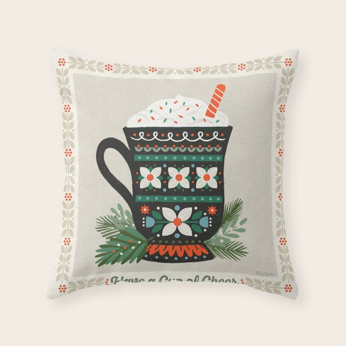 Cup of Cheer Throw Pillow Gallery Image 1