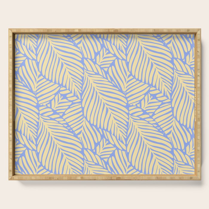 palms in yellow periwinkle Serving Tray Gallery Image 1