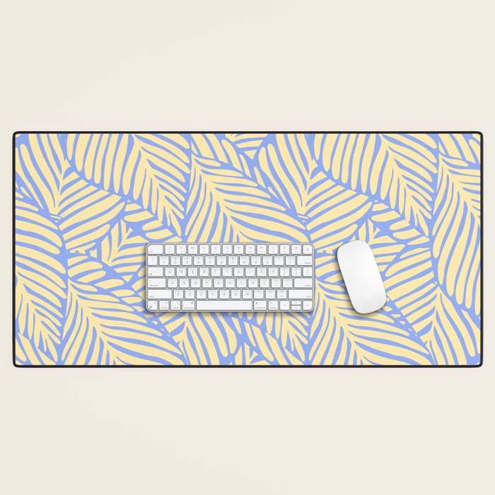 palms in yellow periwinkle Desk Mat Gallery Image 1