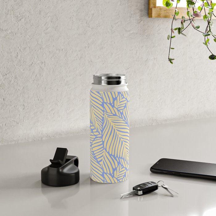 palms in yellow periwinkle Water Bottle Gallery Image 4