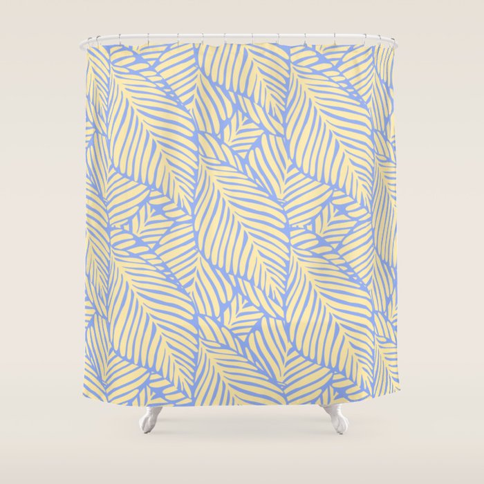 palms in yellow periwinkle Shower Curtain Gallery Image 1