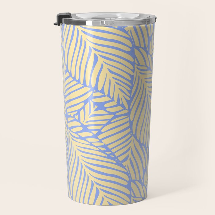 palms in yellow periwinkle Travel Mug Gallery Image 3