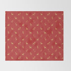 Vintage christmas deer animal pattern art Throw Blanket Gallery Image 2