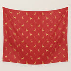 Vintage christmas deer animal pattern art Wall Tapestry Gallery Image 4