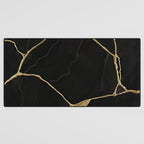 Black Kintsugi Japanese Broken Art, Japandi Style, Gold Cracks Desk Mat Gallery Image 3