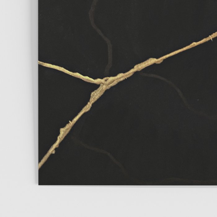 Black Kintsugi Japanese Broken Art, Japandi Style, Gold Cracks Poster Gallery Image 3