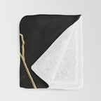Black Kintsugi Japanese Broken Art, Japandi Style, Gold Cracks Throw Blanket Gallery Image 3