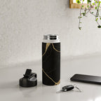 Black Kintsugi Japanese Broken Art, Japandi Style, Gold Cracks Water Bottle Gallery Image 4