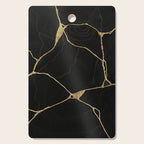 Black Kintsugi Japanese Broken Art, Japandi Style, Gold Cracks Cutting Board Gallery Image 1