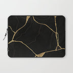 Black Kintsugi Japanese Broken Art, Japandi Style, Gold Cracks Laptop Sleeve Gallery Image 1