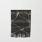 Black Kintsugi Japanese Broken Art, Japandi Style, Gold Cracks Wall Hanging Gallery Image 1