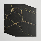 Black Kintsugi Japanese Broken Art, Japandi Style, Gold Cracks Wrapping Paper Gallery Image 3