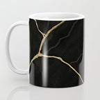 Black Kintsugi Japanese Broken Art, Japandi Style, Gold Cracks Coffee Mug Gallery Image 3