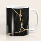 Black Kintsugi Japanese Broken Art, Japandi Style, Gold Cracks Coffee Mug Gallery Image 1