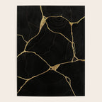 Black Kintsugi Japanese Broken Art, Japandi Style, Gold Cracks Poster Gallery Image 4