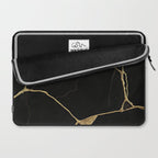 Black Kintsugi Japanese Broken Art, Japandi Style, Gold Cracks Laptop Sleeve Gallery Image 2