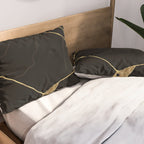 Black Kintsugi Japanese Broken Art, Japandi Style, Gold Cracks Pillow Sham Gallery Image 2