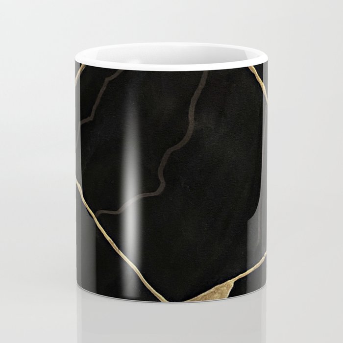 Black Kintsugi Japanese Broken Art, Japandi Style, Gold Cracks Coffee Mug Gallery Image 4