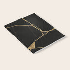 Black Kintsugi Japanese Broken Art, Japandi Style, Gold Cracks Notebook Gallery Image 2