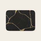 Black Kintsugi Japanese Broken Art, Japandi Style, Gold Cracks Bath Mat Gallery Image 1