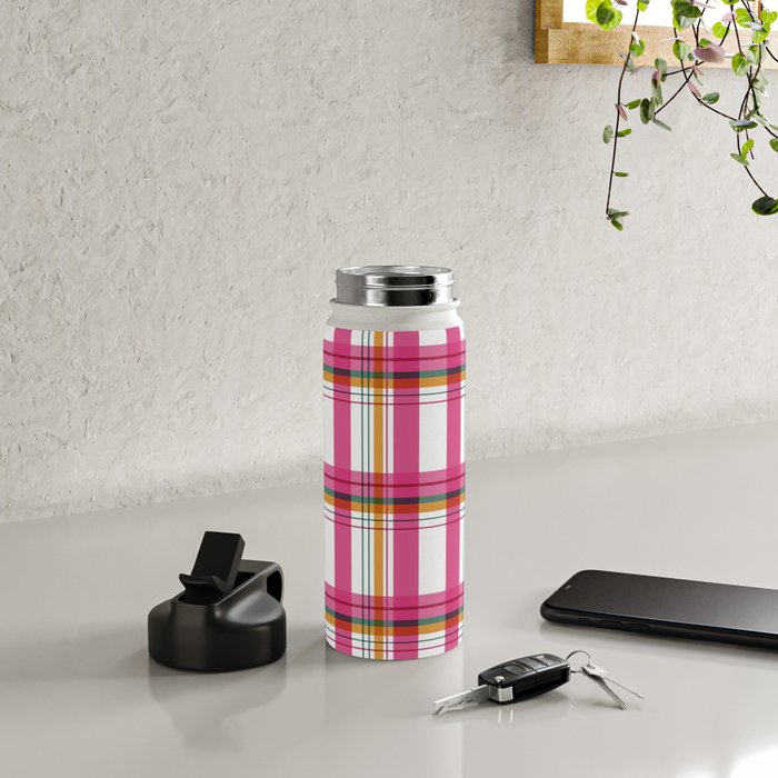 Cheerful Checkered Pattern Water Bottle Gallery Image 4