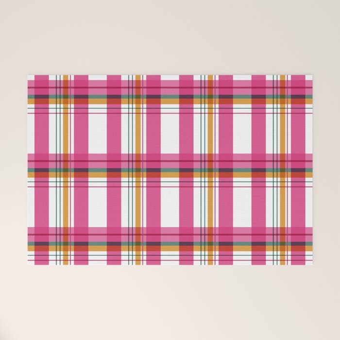 Cheerful Checkered Pattern Welcome Mat Gallery Image 1
