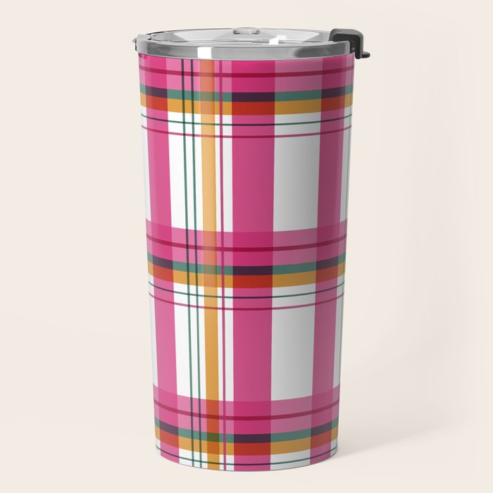 Cheerful Checkered Pattern Travel Mug Gallery Image 2