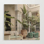 Moroccan Riad In Marrakech Photo | Arabic Interior Design Art Print | Green Tropical Travel Photography Wood Wall Art Gallery Image 1