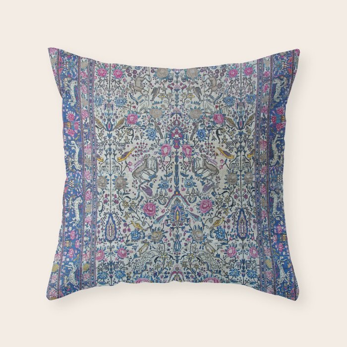 Antique Persian Tehran Midnight Purple Oriental Carpet Throw Pillow Gallery Image 6