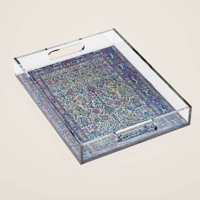 Antique Persian Tehran Midnight Purple Oriental Carpet Acrylic Tray Gallery Image 1