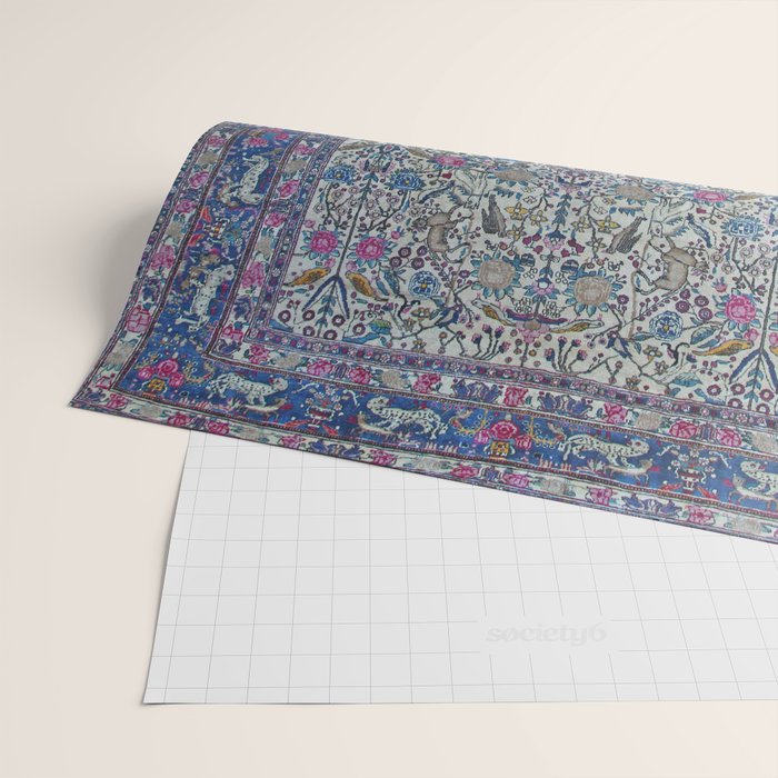 Antique Persian Tehran Midnight Purple Oriental Carpet Wrapping Paper Gallery Image 2