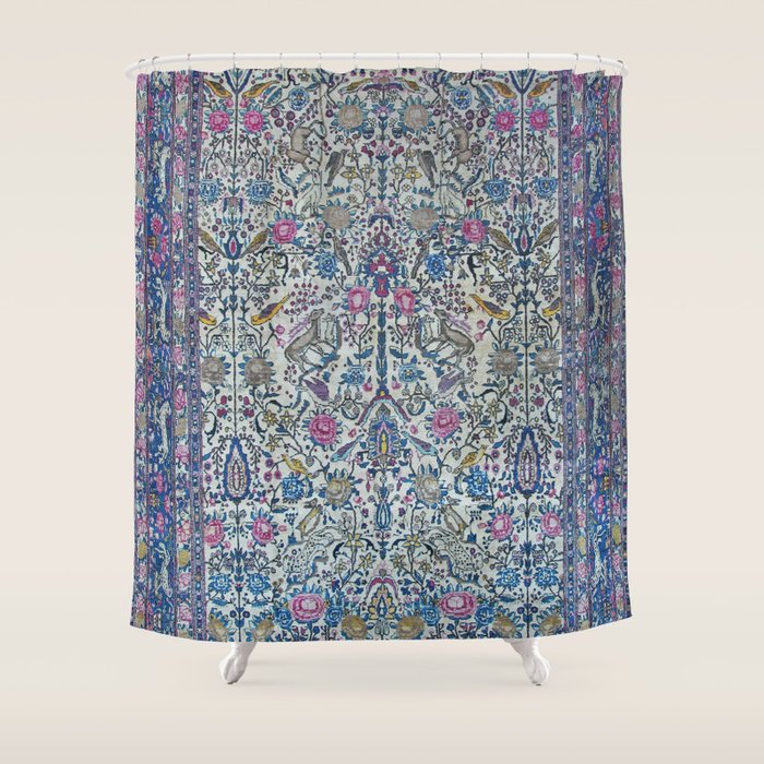 Antique Persian Tehran Midnight Purple Oriental Carpet Shower Curtain Gallery Image 1