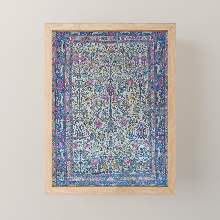 Antique Persian Tehran Midnight Purple Oriental Carpet Mini Art Print Gallery Image 1