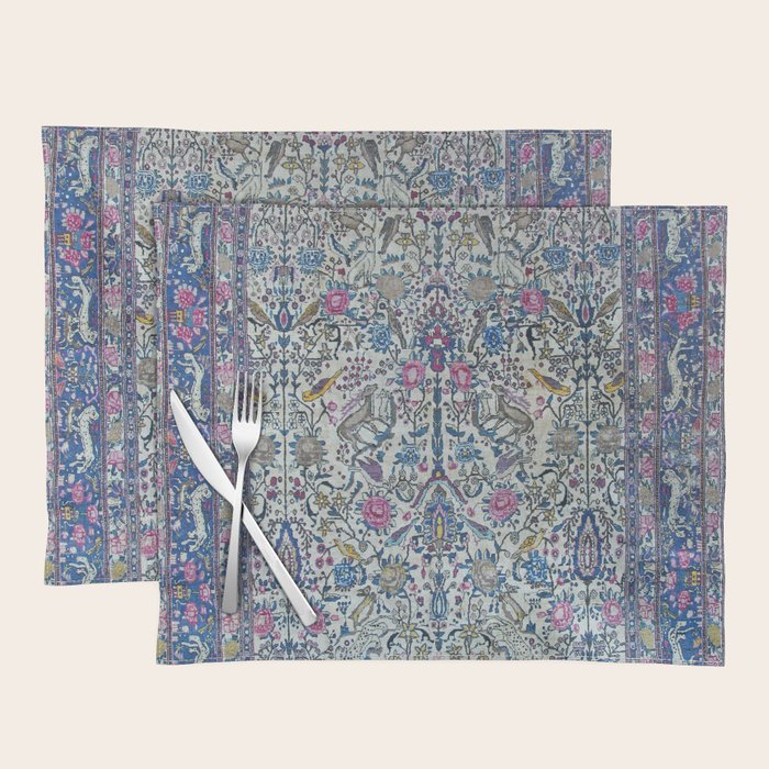 Antique Persian Tehran Midnight Purple Oriental Carpet Placemat Gallery Image 1
