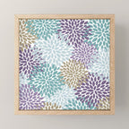 Floral Blooms, Purple, Teal, Gold Mini Art Print Gallery Image 1