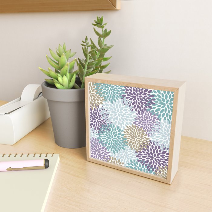 Floral Blooms, Purple, Teal, Gold Mini Art Print Gallery Image 2