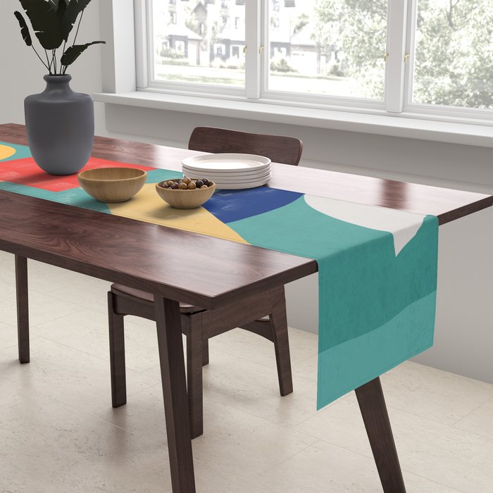 Abstract Shapes Modern Art 6 Table Runner Gallery Image 2