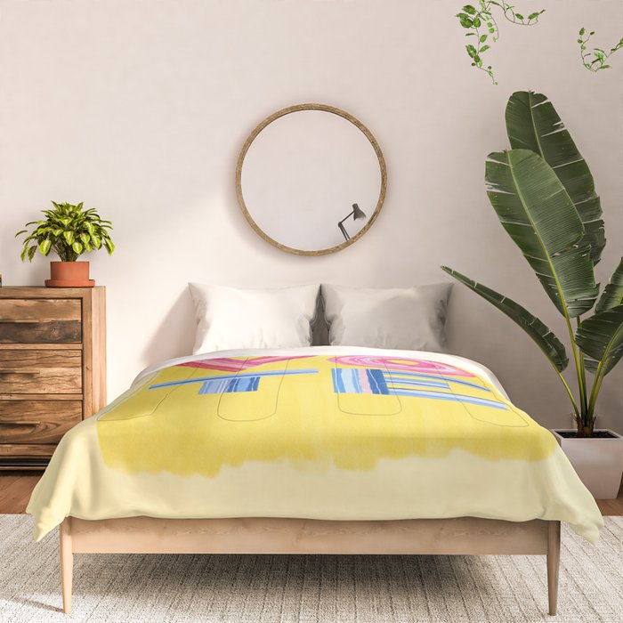 Vote Hand Lettering on Yellow Watercolor Background Comforter Gallery Image 3