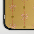 Cute Hair Bows & Stars in Yellow Ochre & Peach Laptop Sleeve Gallery Image 3