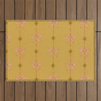Cute Hair Bows & Stars in Yellow Ochre & Peach Outdoor Rug Gallery Image 1