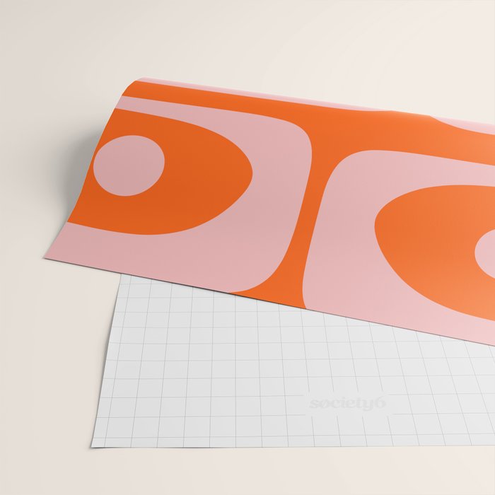 Mid Century Modern Piquet Minimalist Retro Abstract Pattern in Contemporary Pink and Orange Wrapping Paper Gallery Image 2