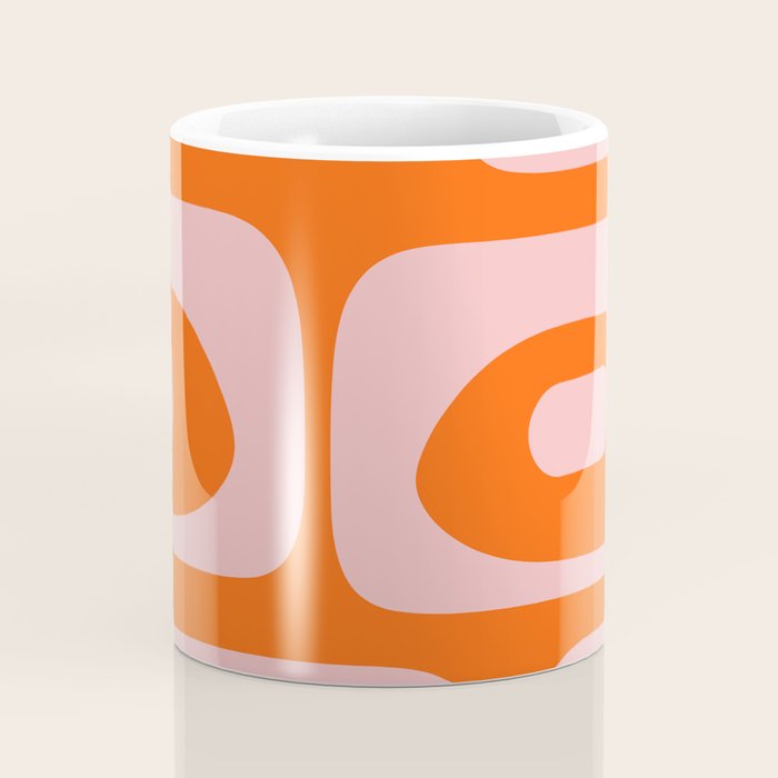 Mid Century Modern Piquet Minimalist Retro Abstract Pattern in Contemporary Pink and Orange Coffee Mug Gallery Image 4