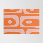 Mid Century Modern Piquet Minimalist Retro Abstract Pattern in Contemporary Pink and Orange Rug Gallery Image 2