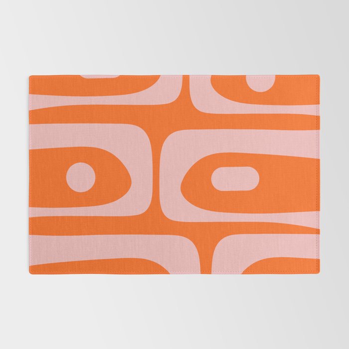 Mid Century Modern Piquet Minimalist Retro Abstract Pattern in Contemporary Pink and Orange Rug Gallery Image 2