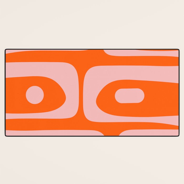 Mid Century Modern Piquet Minimalist Retro Abstract Pattern in Contemporary Pink and Orange Desk Mat Gallery Image 3