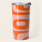 Mid Century Modern Piquet Minimalist Retro Abstract Pattern in Contemporary Pink and Orange Travel Mug Gallery Image 2