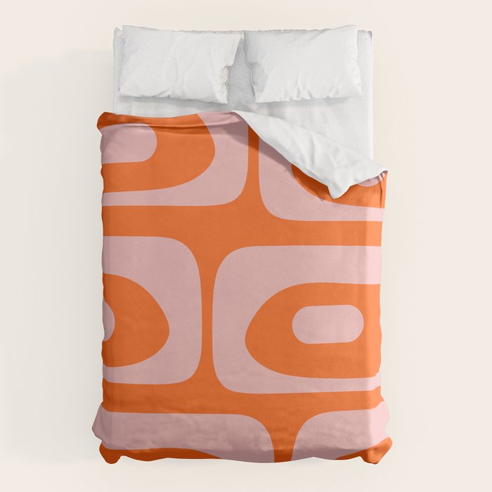 Mid Century Modern Piquet Minimalist Retro Abstract Pattern in Contemporary Pink and Orange Duvet Cover Gallery Image 6